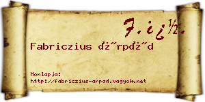 Fabriczius Árpád névjegykártya