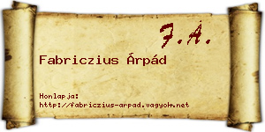Fabriczius Árpád névjegykártya