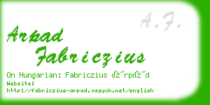 arpad fabriczius business card